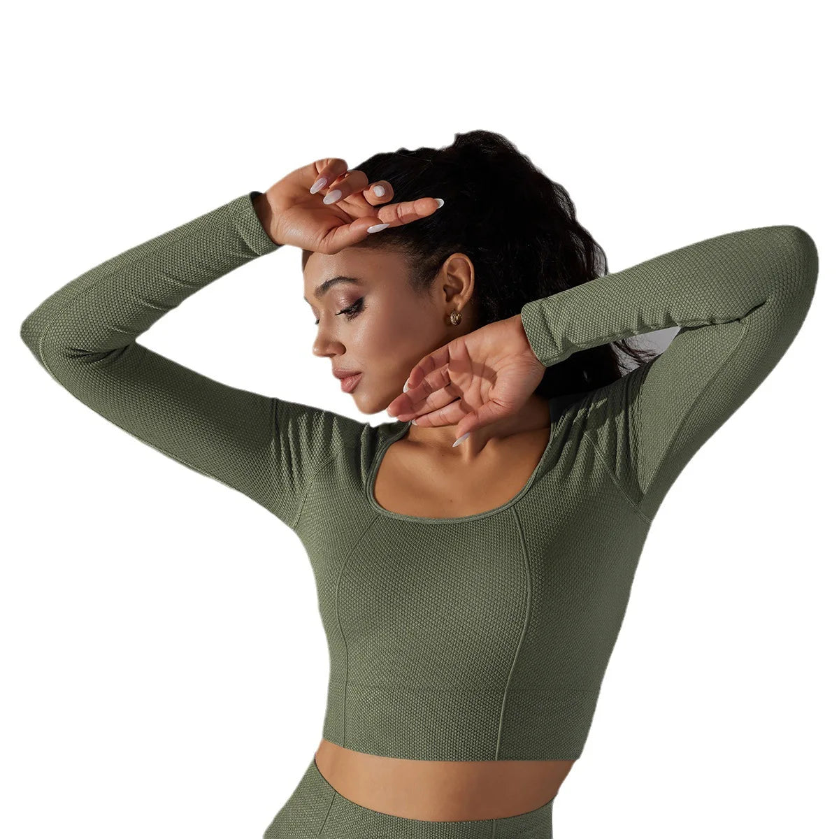 Yoga Crop Top Gym Sports T Shirt Women Long Sleeved Quick Dry Skinny High Elastic Pilates Workout Clothes Running Fitness Blouse