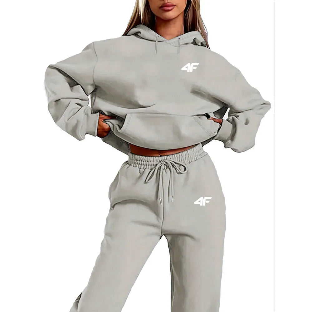 Number Letter Printed Women Hoodie Set Street Hip Hop Clothing Casual Female 2Pcs Clothing Plush Sweatshirt Perfect for Outdoor