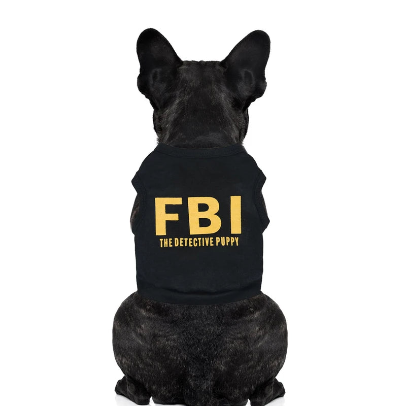 Summer Cotton Breathable Pet Dog Clothes FBI Camouflage Letter Print Small Dogs Vest T Shirt XS-L Puppy Police Vests Clothing