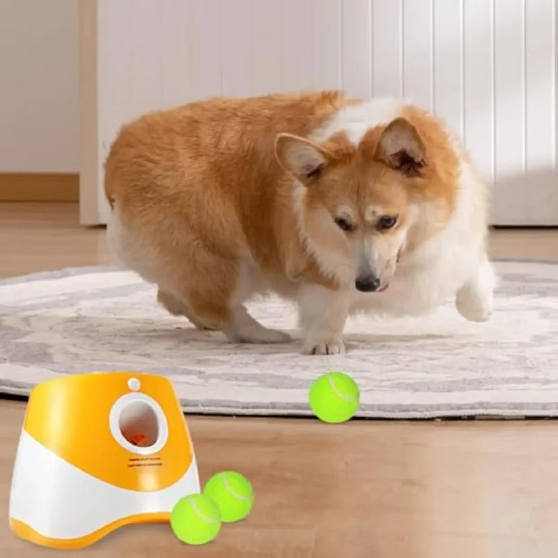 Dog Tennis Launcher Automatic Pet Dogs Chase Toy Mini Tennis Throwing Pinball Machine Fun Interactive Throw Rechargable Catapult