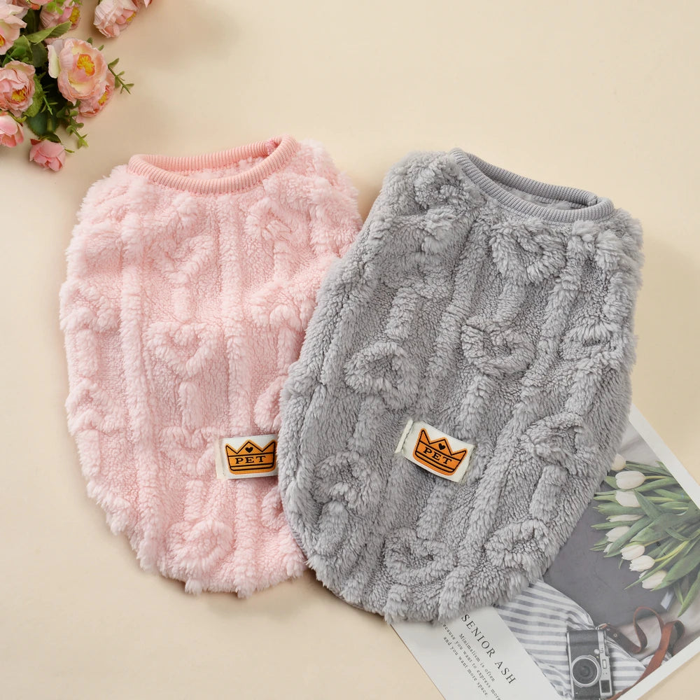 Fleece Dog Clothes for Small Medium Dogs Cats Warm Winter Pet Vest Jacket Cute Print Chihuahua Yorkie Coat Costume Puppy Outfits
