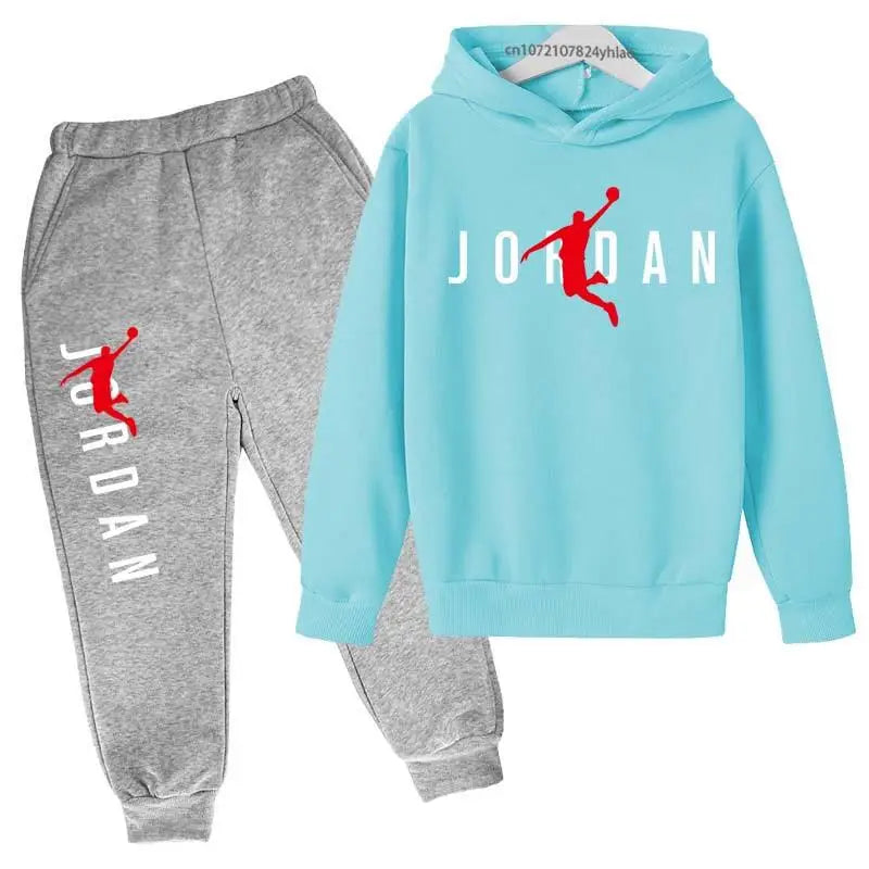 Kids Leisure Letter Print 2Pcs Hoodie+Pants Tracksuits 3-13 Years Boys Girls Spring Autumn Outfits Streetwears Children Clothes