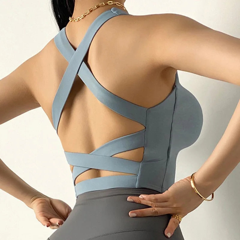 Solid Sports Bra Fitness High Support Underwear Women Blouse Push up Sexy Yoga Crop Top Running Gym Shirt Activewear