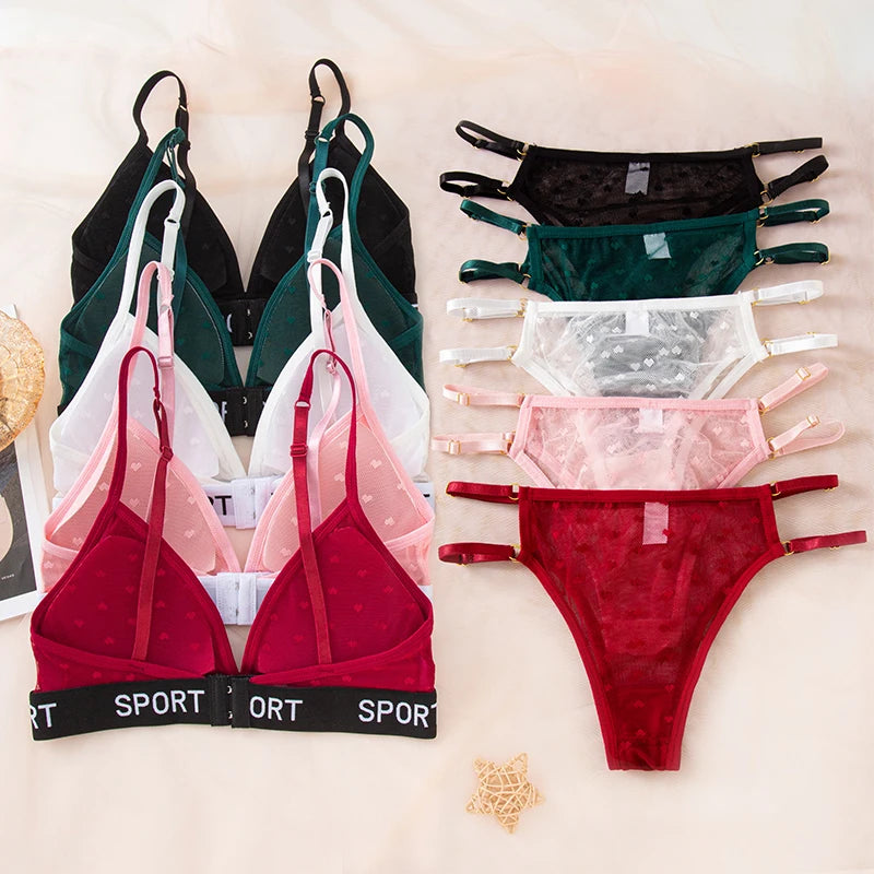 2Pcs/Set New Sexy Lace Lingerie Set Women'S Underwear Transparent Bra Party Sets Lace Lingerie Bra Set Underwear Set S-L