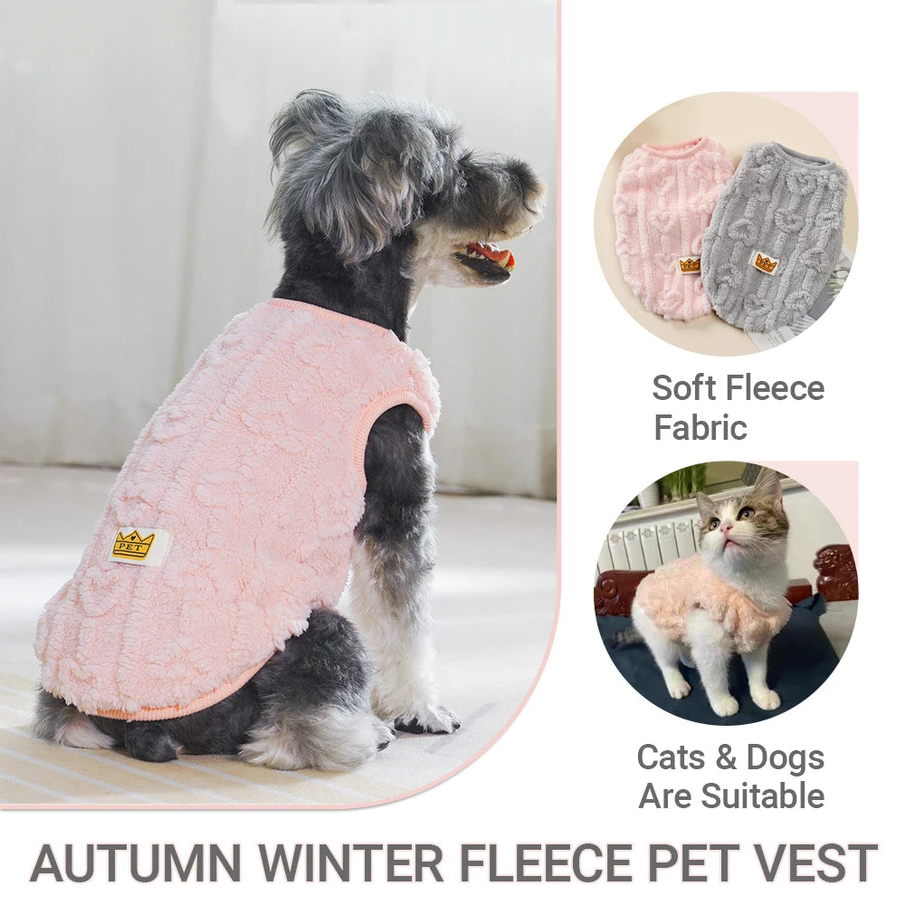 Fleece Dog Clothes for Small Medium Dogs Cats Warm Winter Pet Vest Jacket Cute Print Chihuahua Yorkie Coat Costume Puppy Outfits