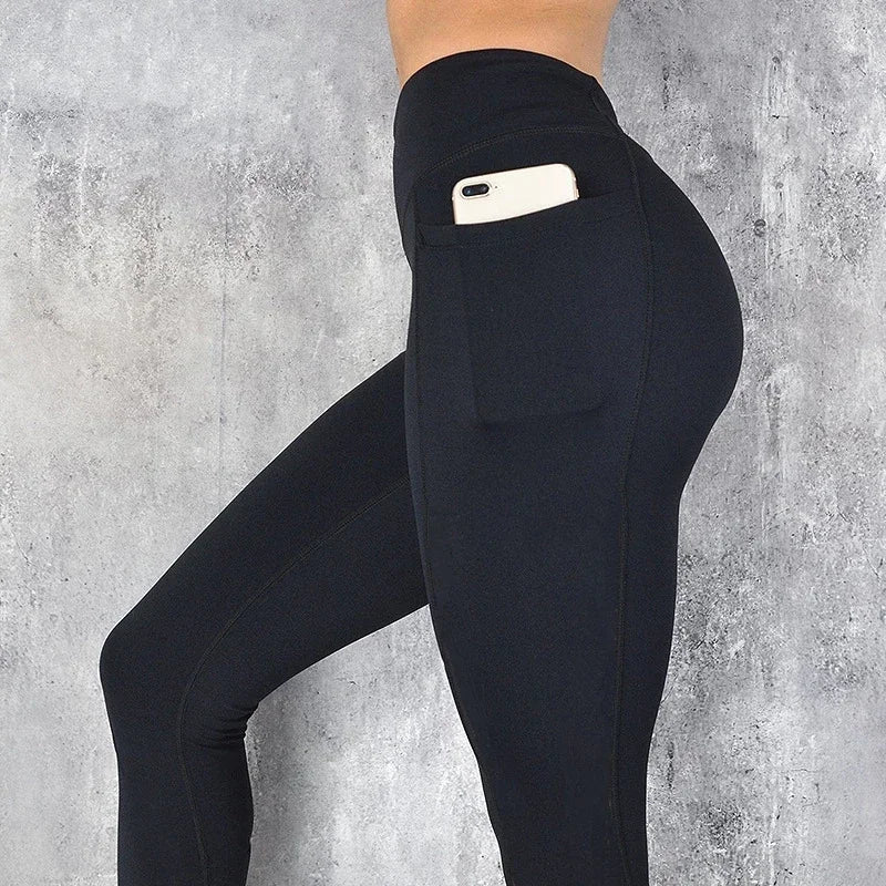 New plus Size Pocket Yoga Pants Women Leggings High Waist 