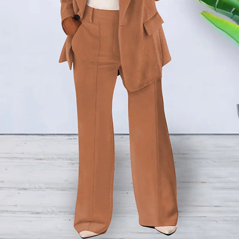 Fashion Women Solid Color 2 Piece Blazer Set Long Sleeve Casual Pocket Suit for Office Lady Can Also Be Purchased Separately