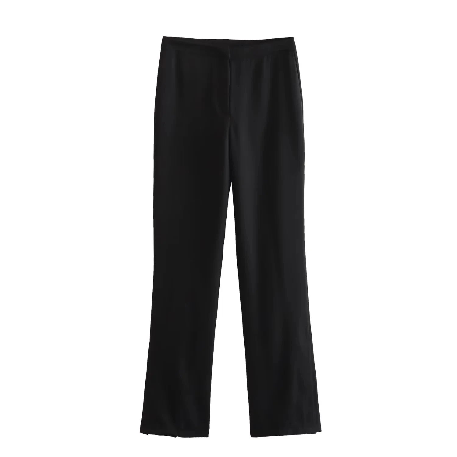 Women Elegant Solid Pant Suit Front Button Strapless Sexy Tank Tops + Side Slit Trouser Female Fashion Streetwear Sets