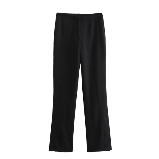 Women Elegant Solid Pant Suit Front Button Strapless Sexy Tank Tops + Side Slit Trouser Female Fashion Streetwear Sets