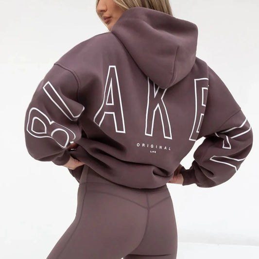 Classic Solid Color Simple Lazy Style Basic Hoodies for Men and Women Letter Printed Soft Sports Pullover Sweatshirt