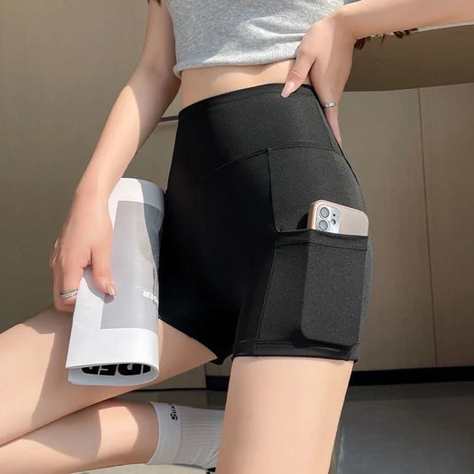 Yoga Shorts Leggings Women Cycling Half Shorts with Pocket High Waist Sports Biker Shorts Women Gym Hip Lift Fitness Pants