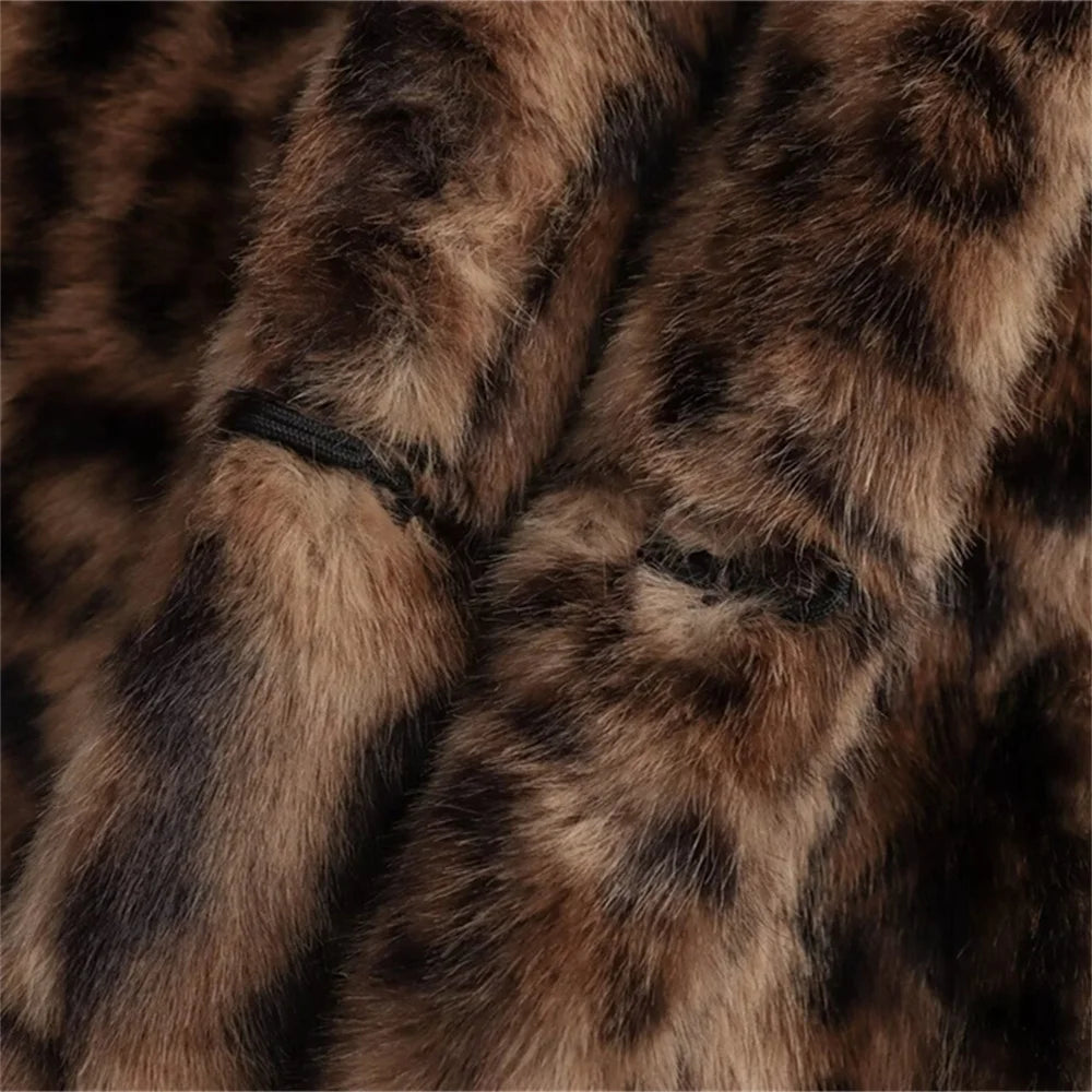 Women'S Coat Jacket Long Sleeved Lapel Animal Print with Pockets Autumn New Coat Jacket