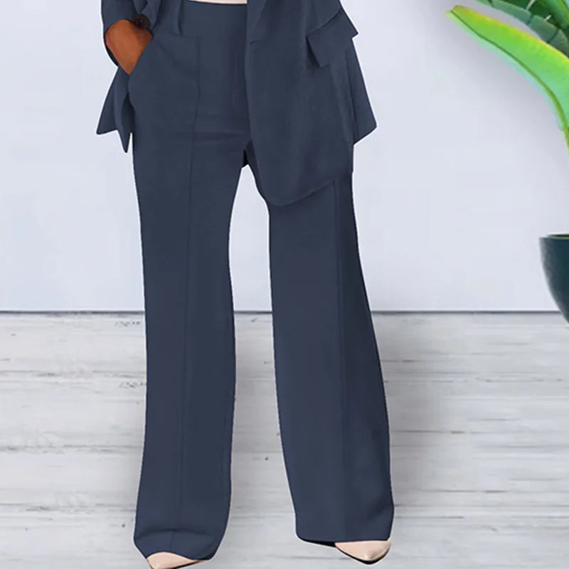 Fashion Women Solid Color 2 Piece Blazer Set Long Sleeve Casual Pocket Suit for Office Lady Can Also Be Purchased Separately