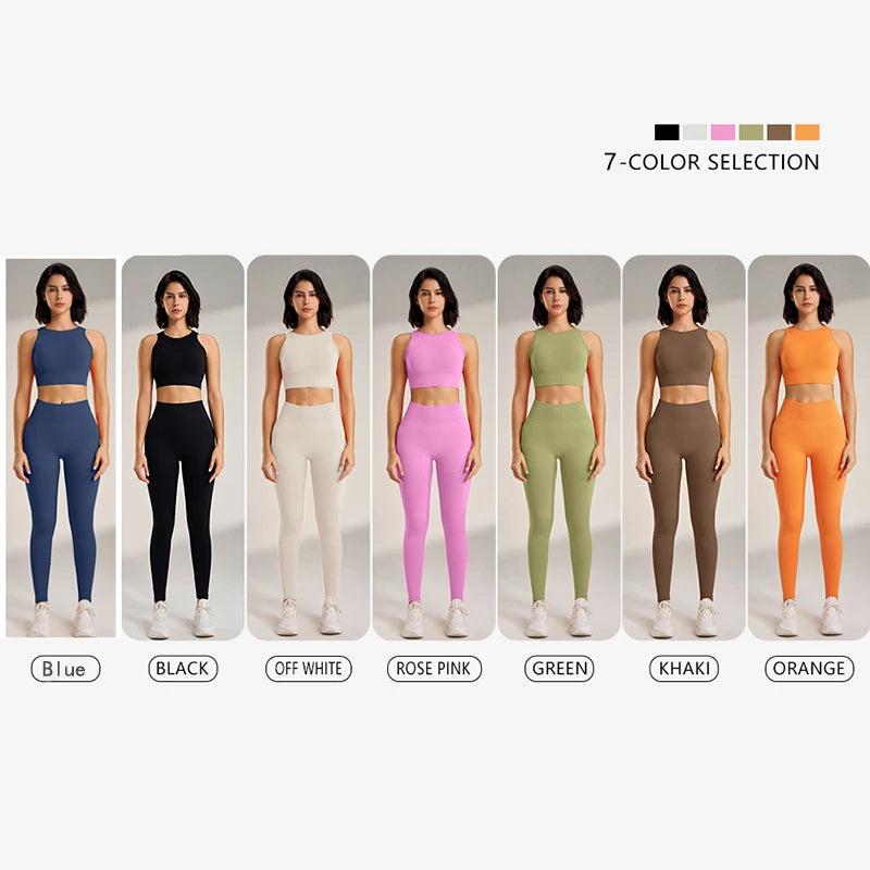 Yoga Clothing Set Women'S High Waisted Leggings and Top Two Piece Seamless Fitness Exercise Clothing Fitness Underwear plus Size
