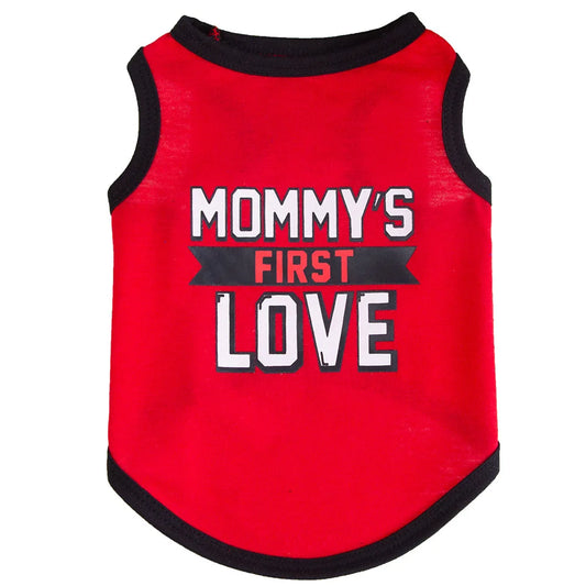 Red Pet Dog Clothes for Small Dogs Cat Vest T Shirts Chihuahua Cool Puppy Clothing Print Mommy‘S First Love for Halloween