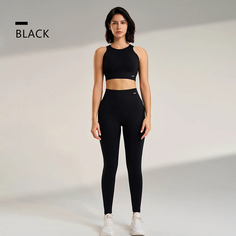 Yoga Clothing Set Women'S High Waisted Leggings and Top Two Piece Seamless Fitness Exercise Clothing Fitness Underwear plus Size