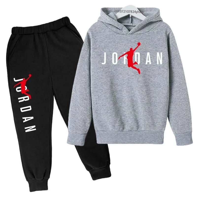Kids Leisure Letter Print 2Pcs Hoodie+Pants Tracksuits 3-13 Years Boys Girls Spring Autumn Outfits Streetwears Children Clothes