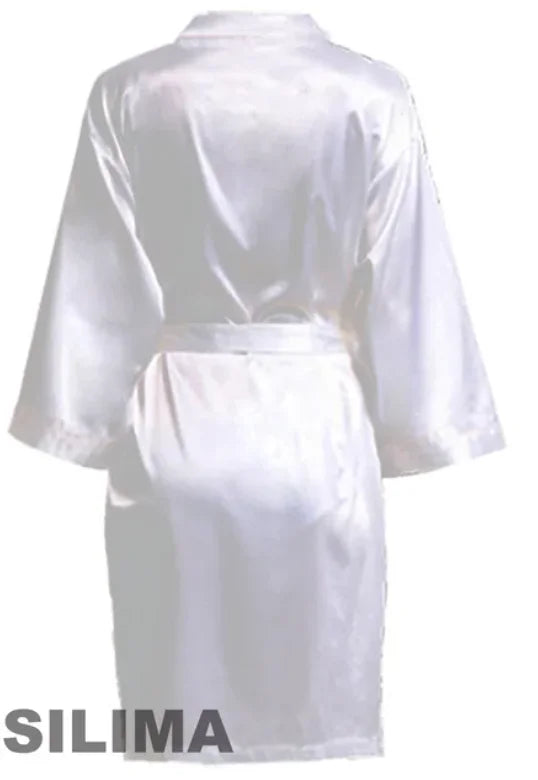 Wedding Party Team Bride Robe with Black Letters Kimono Satin Pajamas Bridesmaid Bathrobe SP2000