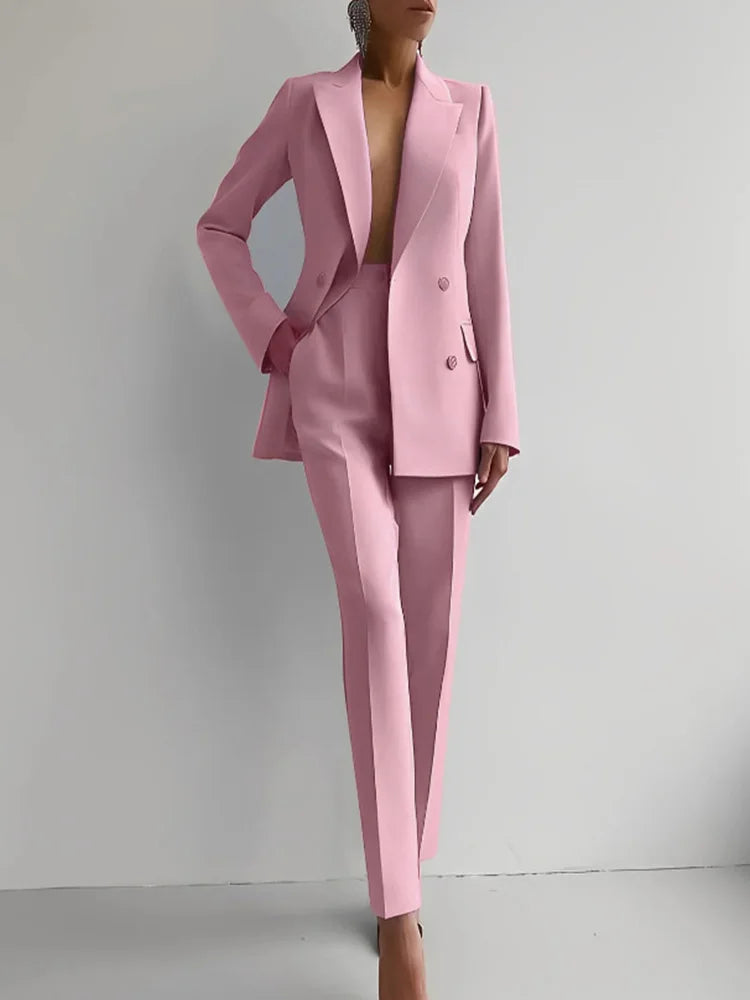 Fashion Women Casual Business Suit Set Blazer and Pants for Work and Formal Wear