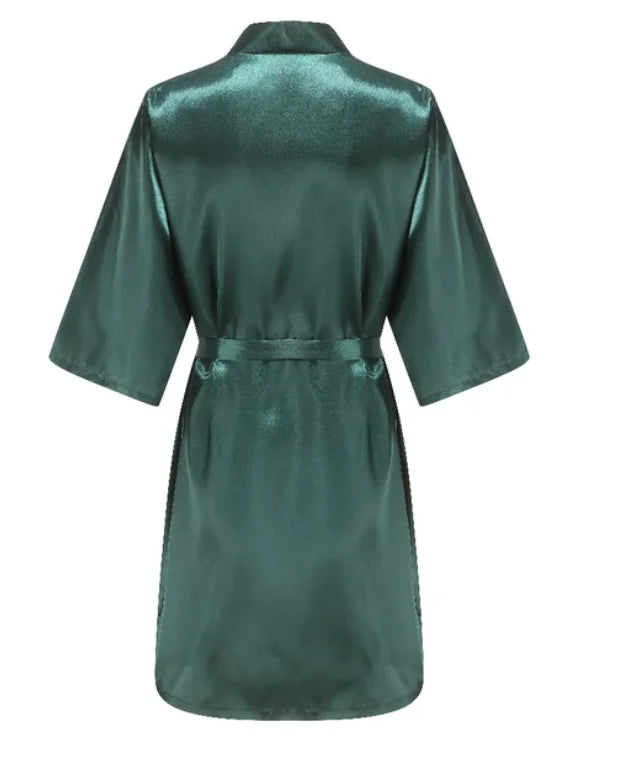 Wedding Party Team Bride Robe with Black Letters Kimono Satin Pajamas Bridesmaid Bathrobe SP2000