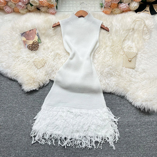 Women Dress 2025 New Summer Fashion Sexy Openwork Stitching Sleeveless Bodycon Party Dress Korean Lady Beach Vestidos