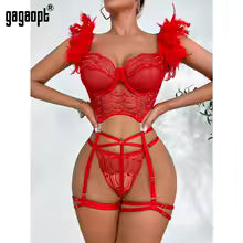 Gagaopt Feather Lingerie Sensual Transparent Bra Briefs Sets Hot Sexy Delicate Underwear Fancy Seamless Intimate Outfit