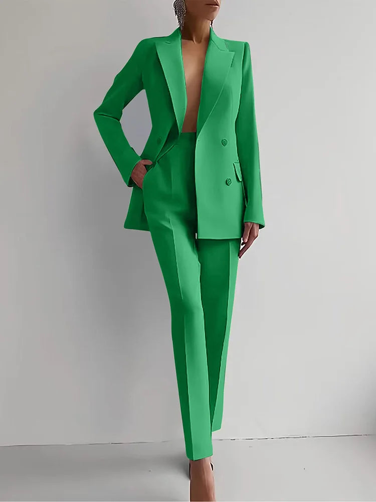 Fashion Women Casual Business Suit Set Blazer and Pants for Work and Formal Wear