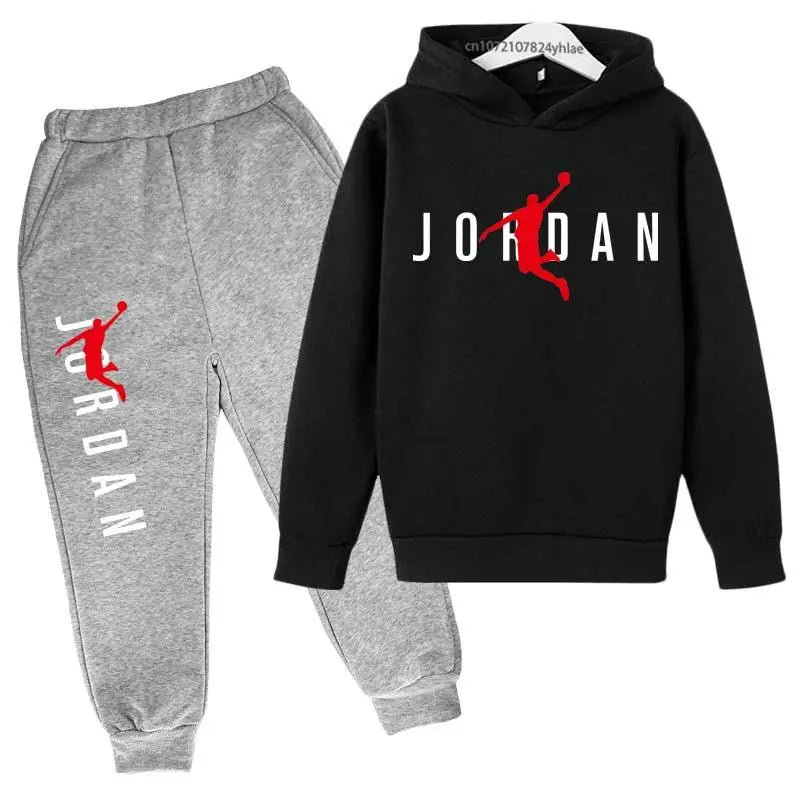 Kids Leisure Letter Print 2Pcs Hoodie+Pants Tracksuits 3-13 Years Boys Girls Spring Autumn Outfits Streetwears Children Clothes
