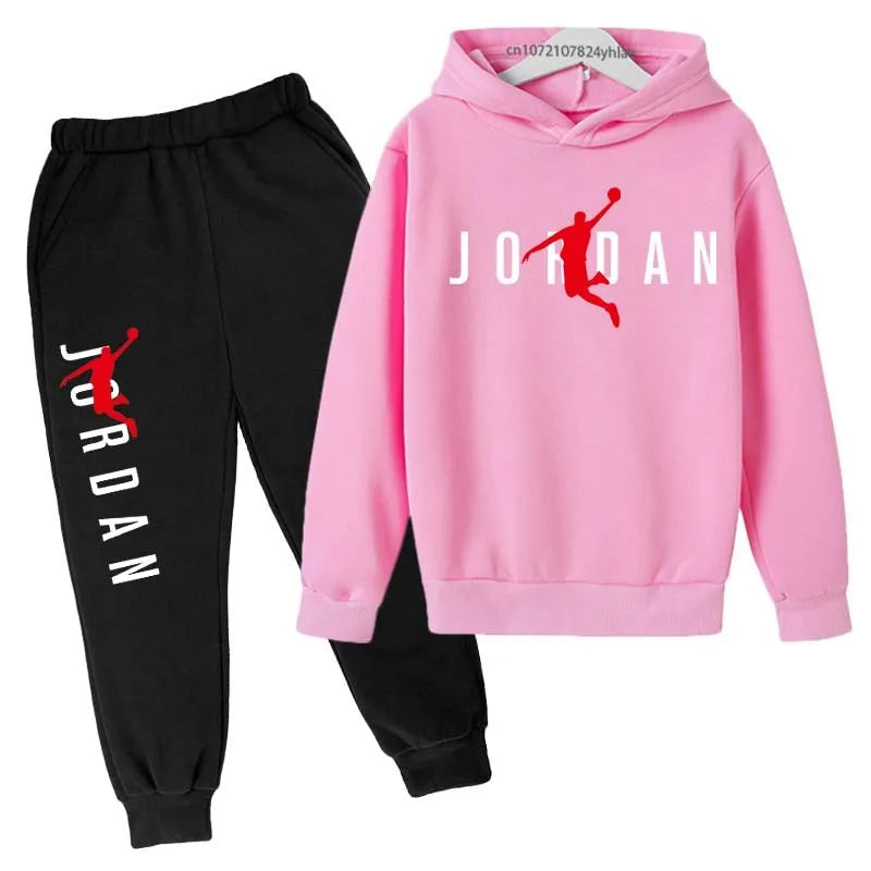 Kids Leisure Letter Print 2Pcs Hoodie+Pants Tracksuits 3-13 Years Boys Girls Spring Autumn Outfits Streetwears Children Clothes