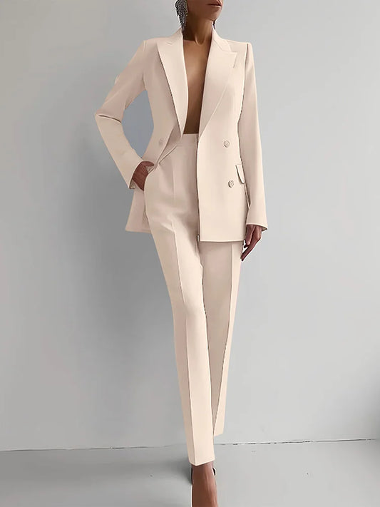 Fashion Women Casual Business Suit Set Blazer and Pants for Work and Formal Wear