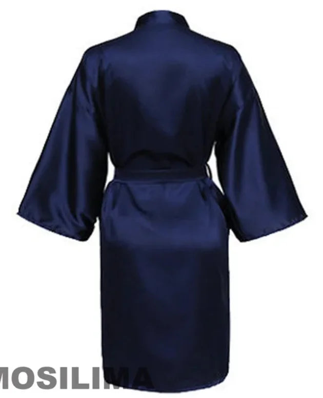 Wedding Party Team Bride Robe with Black Letters Kimono Satin Pajamas Bridesmaid Bathrobe SP2000
