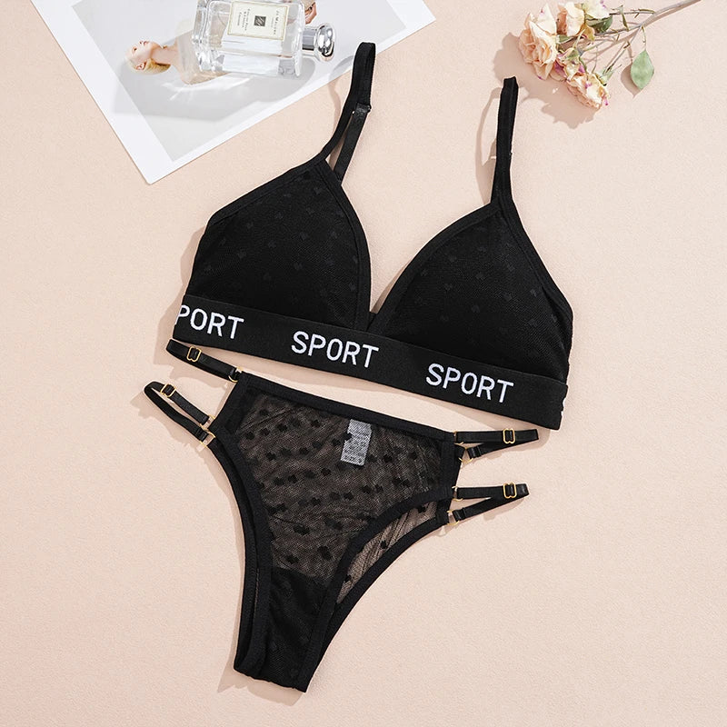 2Pcs/Set New Sexy Lace Lingerie Set Women'S Underwear Transparent Bra Party Sets Lace Lingerie Bra Set Underwear Set S-L