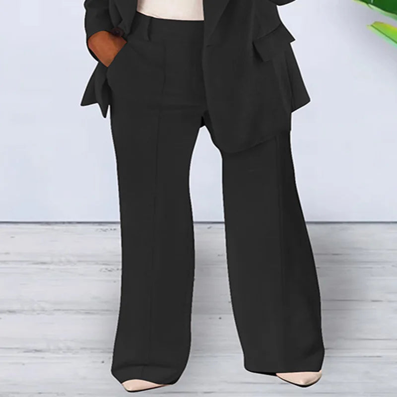 Fashion Women Solid Color 2 Piece Blazer Set Long Sleeve Casual Pocket Suit for Office Lady Can Also Be Purchased Separately