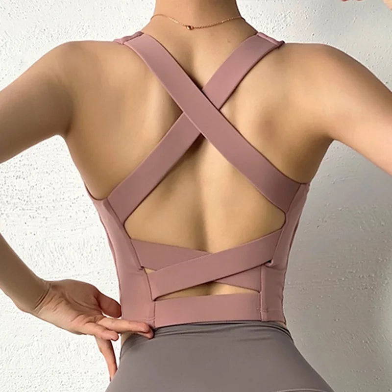 Solid Sports Bra Fitness High Support Underwear Women Blouse Push up Sexy Yoga Crop Top Running Gym Shirt Activewear