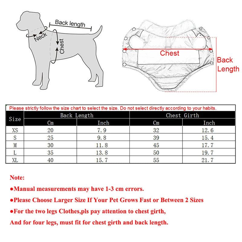 Dog Clothes Autumn Winter Warm Pet Coat Waterproof Puppy Jacket with D-Ring Chihuahua Yorkshire Pug Vest for Dogs Cats Costumes