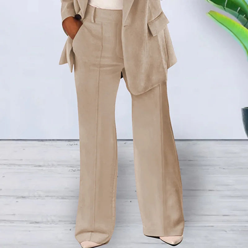 Fashion Women Solid Color 2 Piece Blazer Set Long Sleeve Casual Pocket Suit for Office Lady Can Also Be Purchased Separately