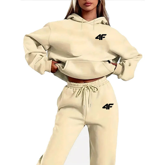 Number Letter Printed Women Hoodie Set Street Hip Hop Clothing Casual Female 2Pcs Clothing Plush Sweatshirt Perfect for Outdoor