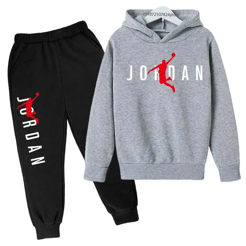 Kids Leisure Letter Print 2Pcs Hoodie+Pants Tracksuits 3-13 Years Boys Girls Spring Autumn Outfits Streetwears Children Clothes