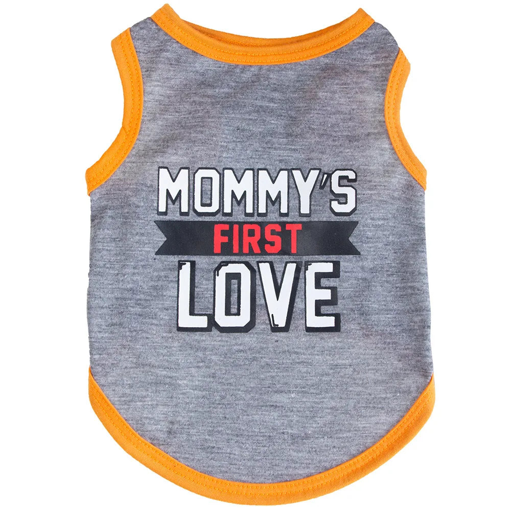 Red Pet Dog Clothes for Small Dogs Cat Vest T Shirts Chihuahua Cool Puppy Clothing Print Mommy‘S First Love for Halloween