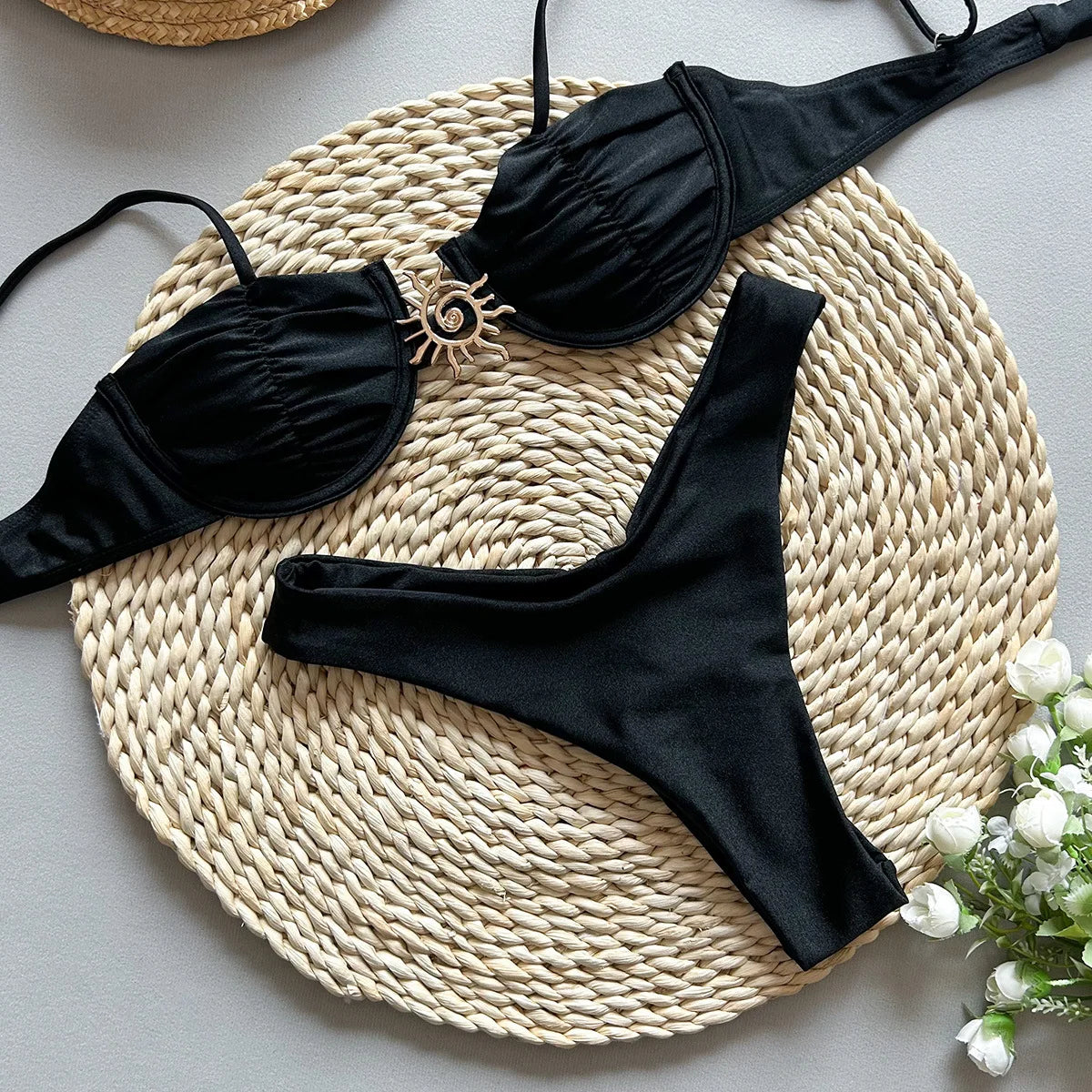 Sexy 2025 Push up Bikini Set Two Piece Swimwear High Cut Biquini Thong Swimsuit Summer White Brazilian Bathing Suit Beachwear