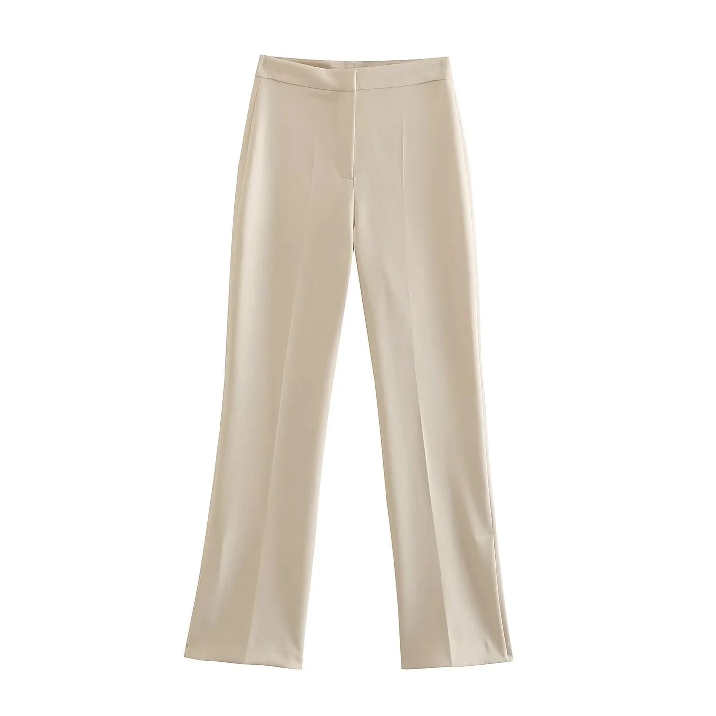 Women Elegant Solid Pant Suit Front Button Strapless Sexy Tank Tops + Side Slit Trouser Female Fashion Streetwear Sets