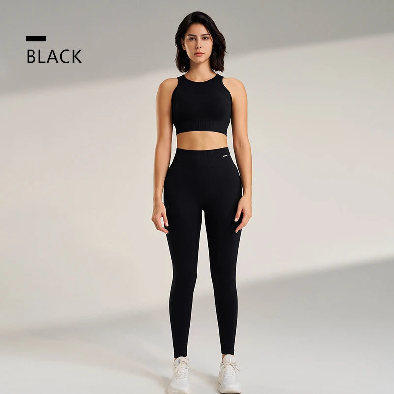 Yoga Clothing Set Women'S High Waisted Leggings and Top Two Piece Seamless Fitness Exercise Clothing Fitness Underwear plus Size