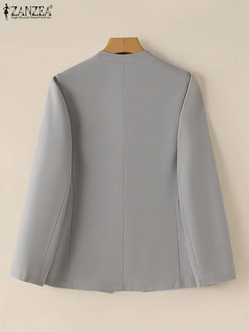 Woman Outwears  Autumn Cardigan Women Blazer Solid OL Work Suits Fashion Jackets Casual V Neck Long Sleeve Thin Coats
