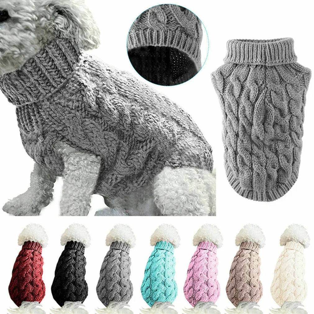 New Pet Small Pet Dog Clothes Sweater Fashion Autumn Winter Solid Fried Dough Twists Knitting Warm Comfort Clothing Wholesale